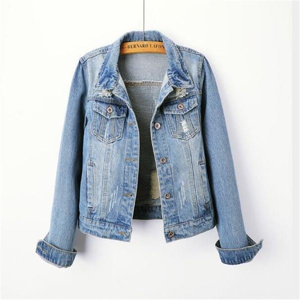 

2018 plus size 5xl denim jacket women boyfriend jean coat streetwear harajuku vintage autumn basic outerwear y200101, Black;brown