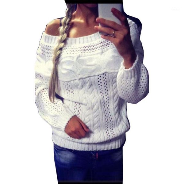 

fashion women casual off shoulder long sleeve knit knitwear pullover solid slash neck white, gray sweater1, White;black