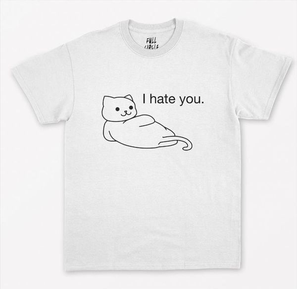 

cat i hate you print women tshirt cotton casual funny t for lady yong girl tee hipster drop ship s 266, White