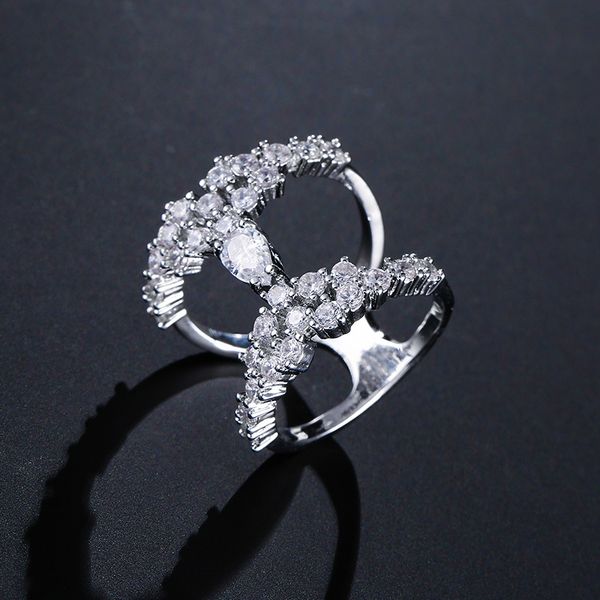 

творческие европейские и американские женские высококачественные ювелирные украшения zircon кольцо с личностью все-матч женский, Silver