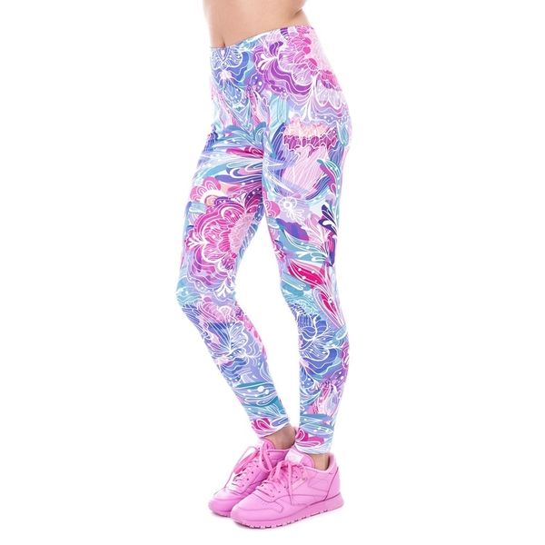 Zohra Primavera Moda Donna Legins Fiori esotici viola Stampa Legging Elegante Accogliente Vita alta Donna Leggings LJ200820