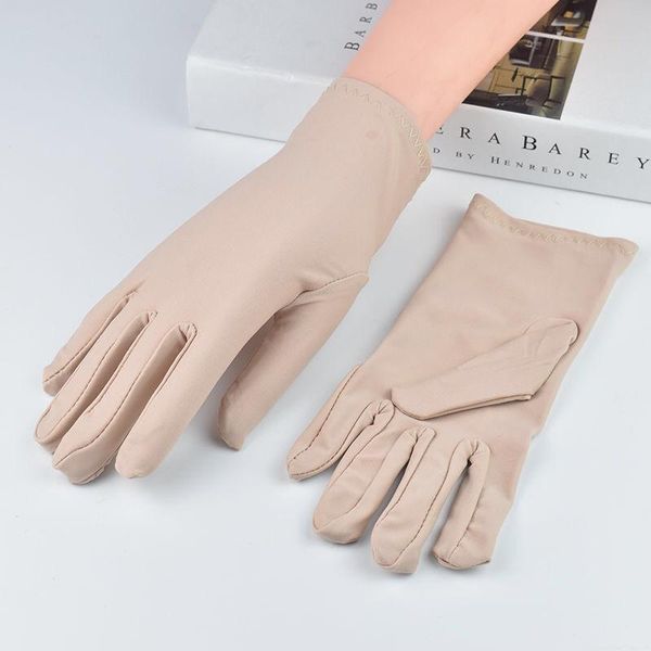 

new fashion women protective glooves summer driving gloves men women spandex gloves ceremonial gloves smooth stretch solid unise h qylyth, White