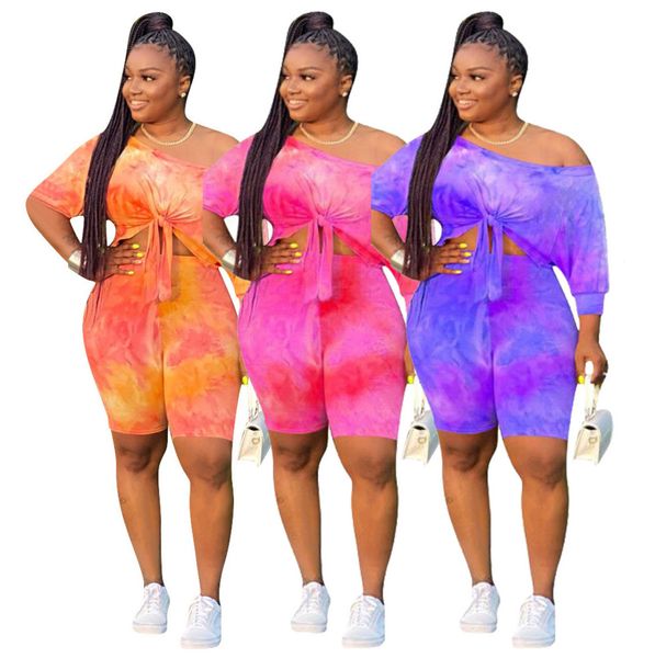 

женские трексуиты лето 2 двух куска короткие наряды установить one one плечо лук-узловой узел укоретений велосипедные шорты одежды плюс разм, Gray