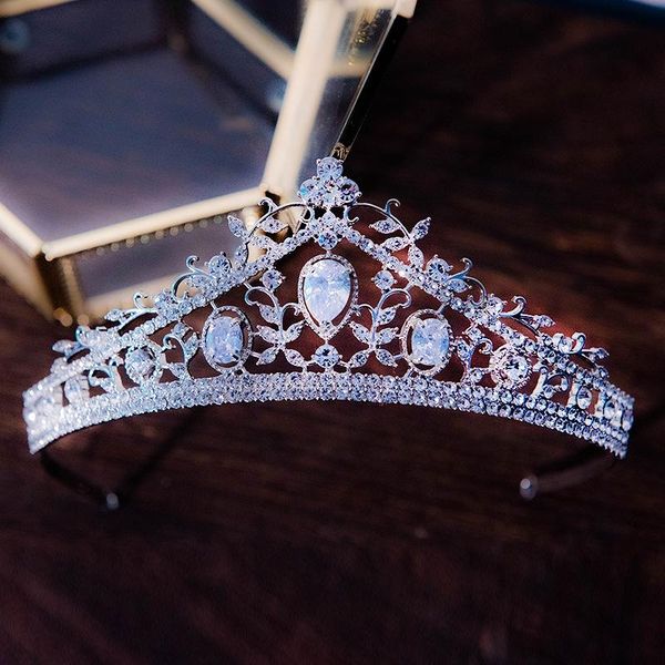 

autothings hair clips & barrettes luxury crystal bridal tiaras queen princess crowns women baroque pageant diadem rhinestone jewelry wedding, Golden;silver