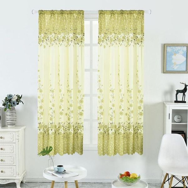 

curtain & drapes modern window floral print short curtains for living room bedroom translucent kitchen rod rocket tulle screening