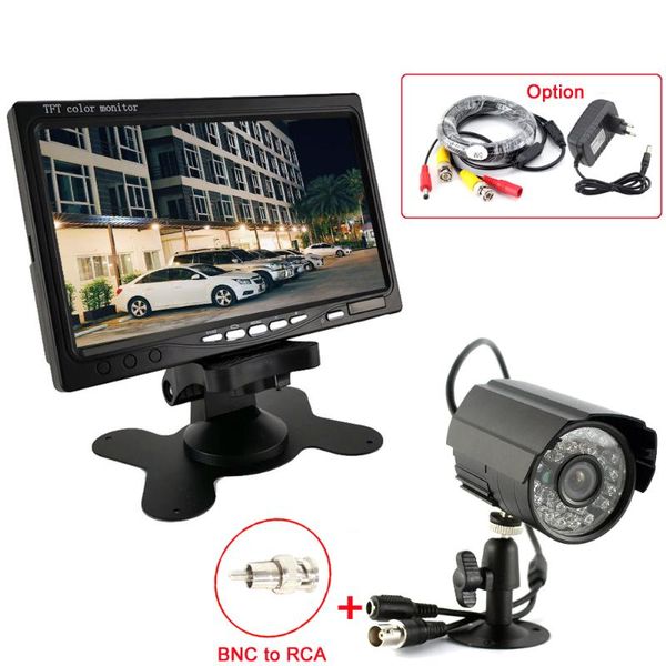 

7inch color lcd monitor support video in + 2.8mm lens 700tvl color waterproof night vision security cctv cmaera