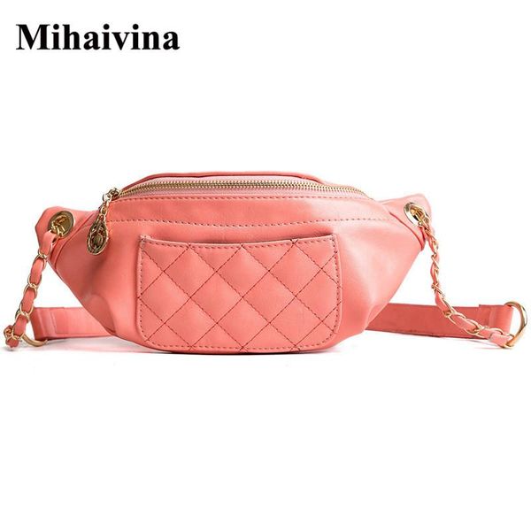 

mihaivina multifunctional pu leather waist pack women portable chest bag mini shoulder bag phone money purse chain strap 3 color