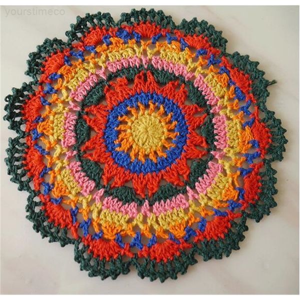 

wholesale- 15cm crochet lace cotton table place mat pad cloth placemat cup holder glass coaster round doilies mug dining kitchen tableware