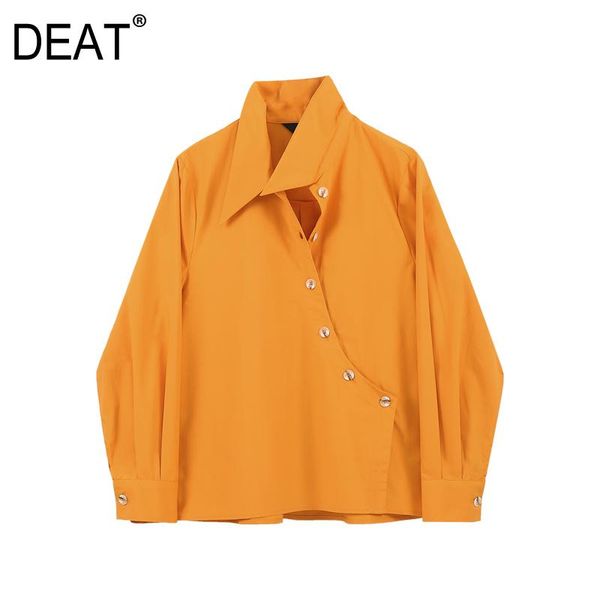 

deat] 2020 spring autumn new fashion simple style turn-down collar solid color single-breasted long sleeve women shirt 13a646, White