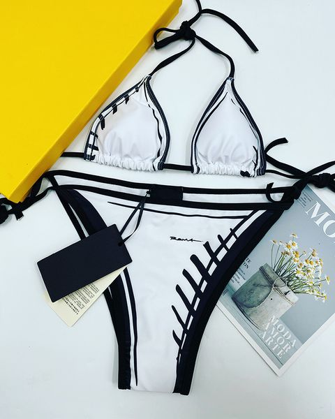 

designer fe summer fashion high-end strap beach bikini italian swimwear spring new graffiti letters printing womens white, White;black
