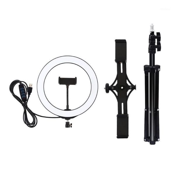 

flash heads rgb dimmable led ring pography light selfie fill +double-position crossbar bracket tripod1