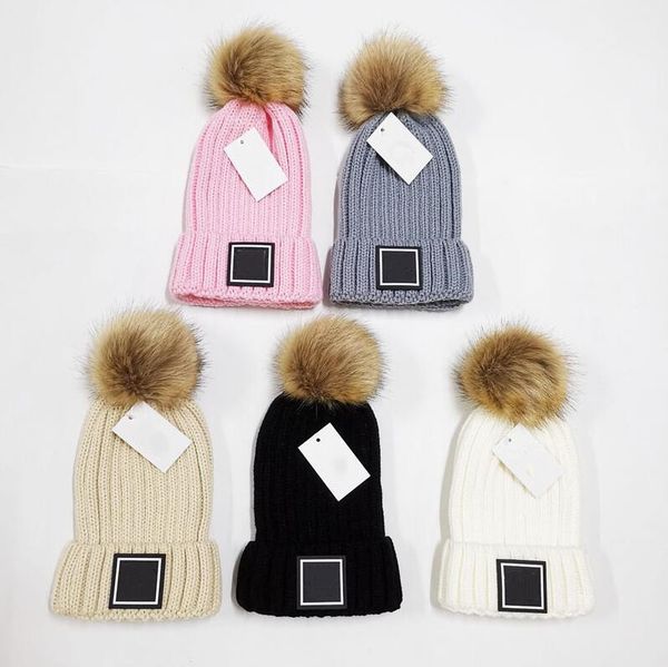 

pom poms winter hat for women knitted beanie hat for ladies girls 5 colors winter warm thicken hat ing, Black;white