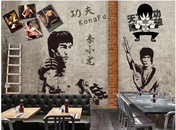 

3d wallpaper custom p mural retro nostalgic bruce lee brick wall living room home decor 3d wall murals wallpaper for walls 3 d