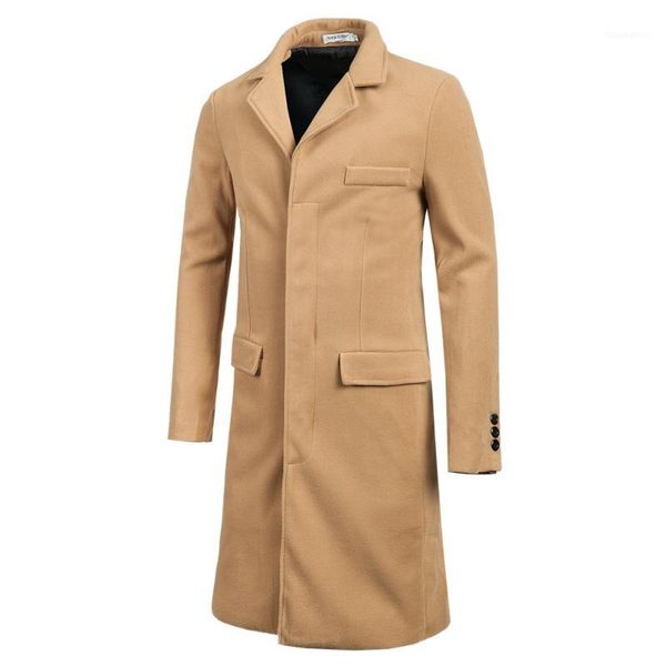 

new arrival long men's outerwear coats single breasted winter overcoat casual men long wool coat men coat abrigo hombre1, Black