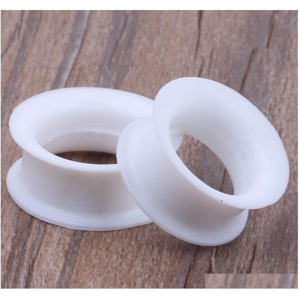 

mix 4-25mm 48pcs white hollow double flare sile flesh tunnel ear plug bod jllfpk yy_dhhome, Silver