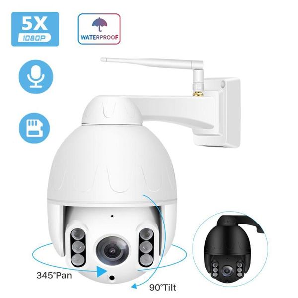 

wi-fi ip camera 50m ptz outdoor waterproof ip66 speed dome ip camera two way audio sd card motion alarm phone app onvif