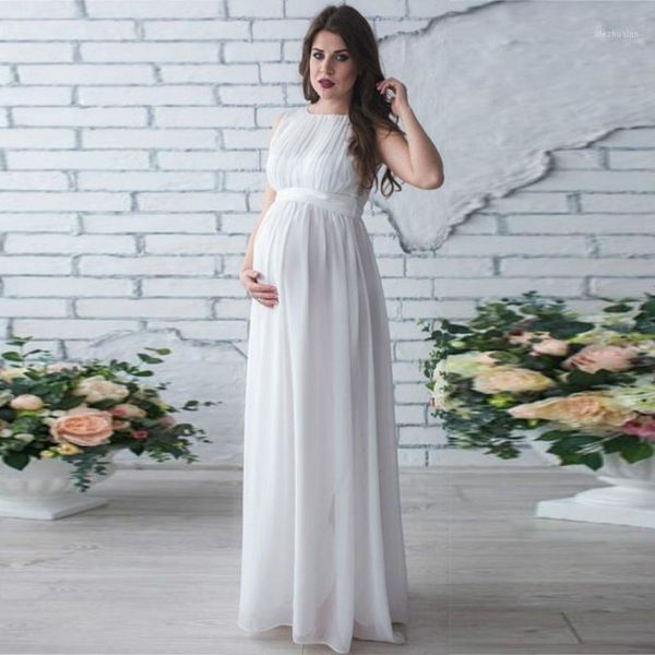 

maternity dresses pregnant women drape pography props nursing boho chic tie long dress robe grossesse shooting po zwangerschaps jurken1, White
