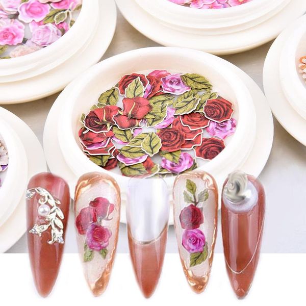 

50 pcs/box 3d flower nail art sequins glitter manicure decor mixed designs wood slices ozdoby do paznokci for nail supplies, Silver;gold