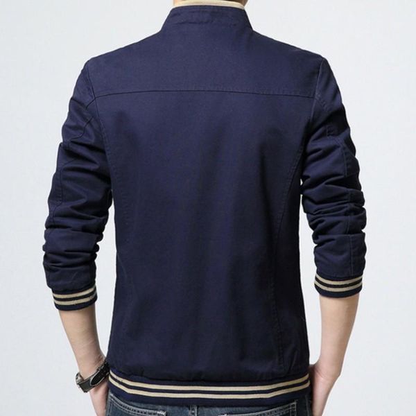 

men coats spring autumn 2020 new slim fit stand collar cotton jacket black casual long sleeve outwear men plus size1, Black;brown