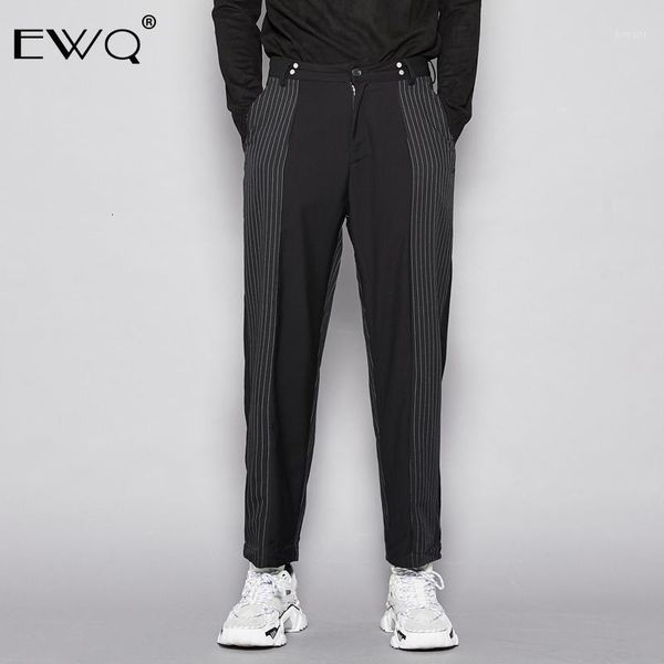 

ewq / fashion men's bottoms tide personality stripe solid color split joint classic all-match directly casual suit pants 9y00431, Black