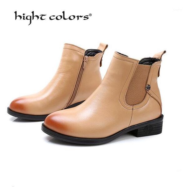 

boots 35~43 100% genuine leather women winter lace-up women's boot female shoes round toe ankle dz-2021, Black