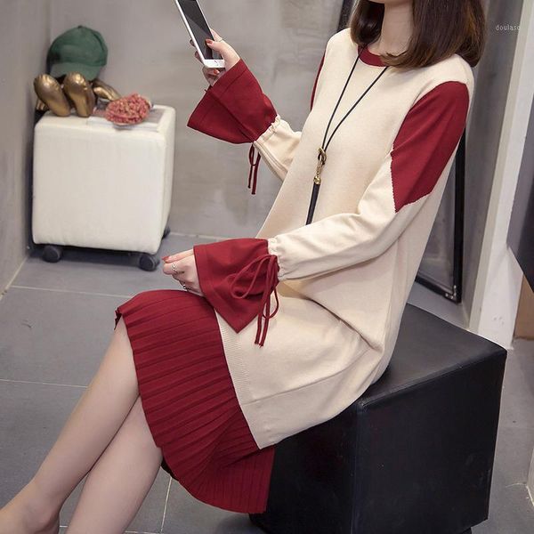 

women knit sweater pullover imitation mink cashmere dress loose 2021 spring autumn new mid-length clothes plus size jumper1, White;black