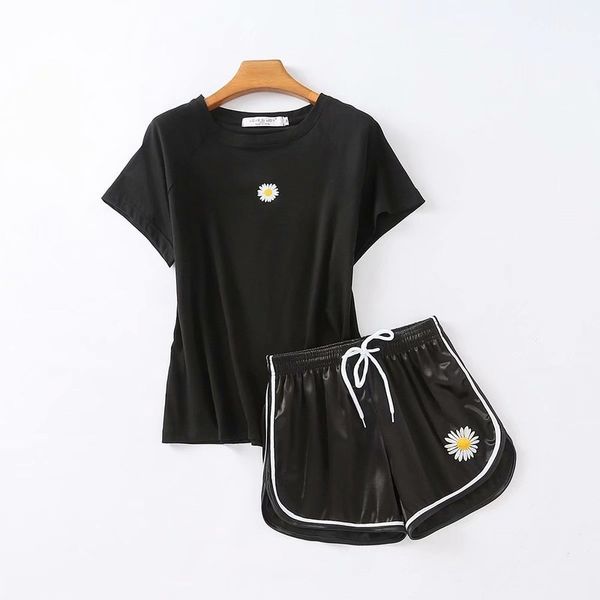 

selling summer new style daisy flower t-shirt sports yoga pants set, Gray