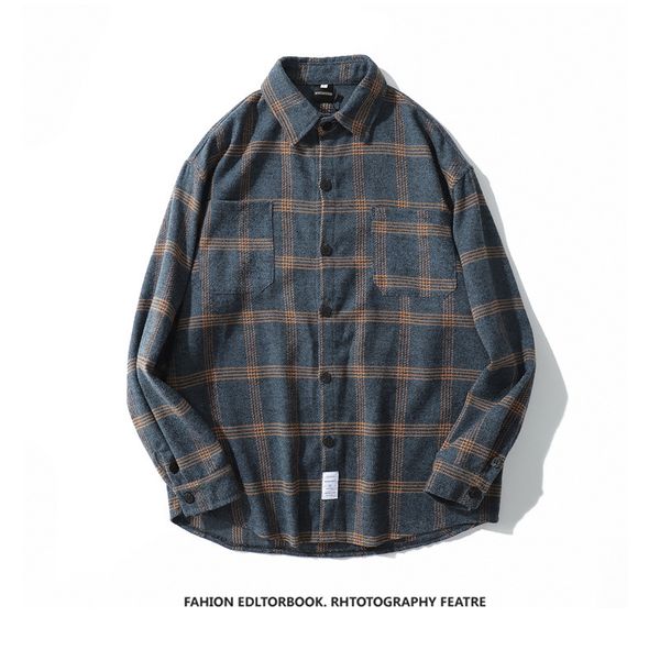 

2021 new cotton brushed male tissue chess long-sleeve winter thick flannel plaid shirt regular adjustment shape d1q9, White;black