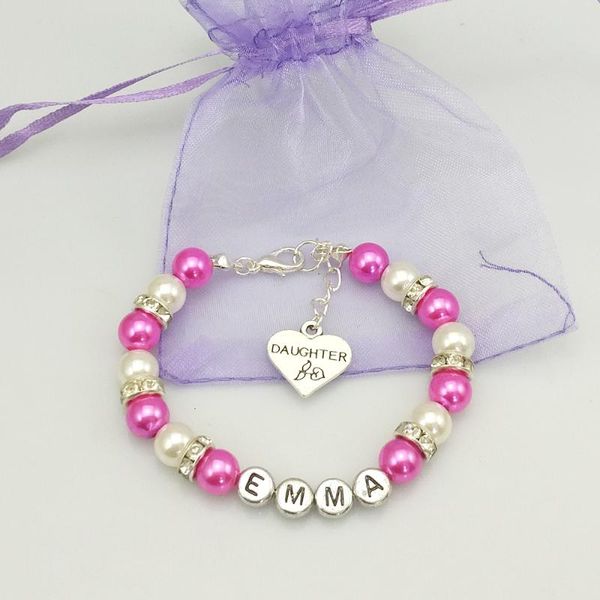 

новое имя персонализированные девушки младенца день рождения рождественский подарок браслет розовый с сумкой, Black