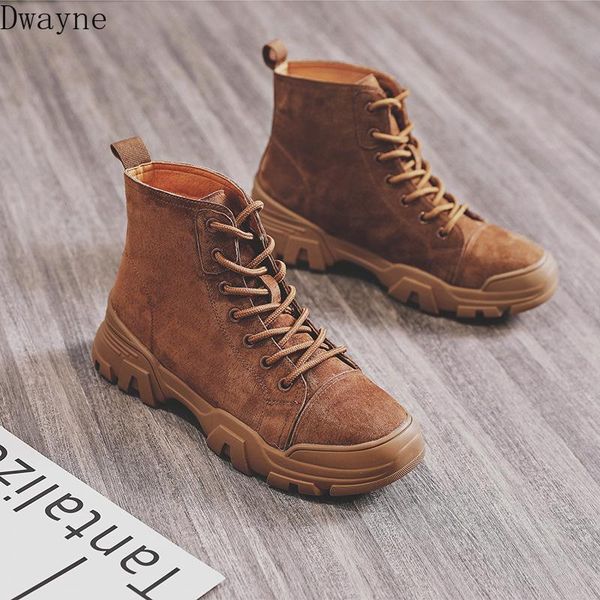 

boots 2021 autumn and winter women fashion simple solid color british style suede comfortable casual motorcycle, Black