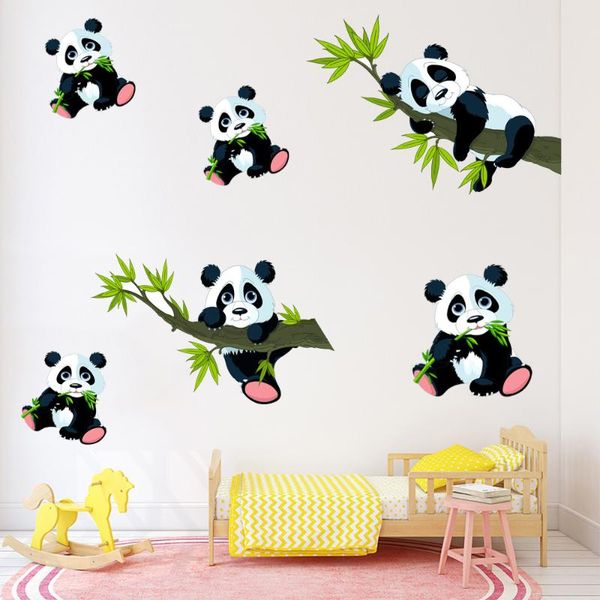 

fun bamboo panda wall sticker for living room bedroom children's room mounted environmental protection removable deck