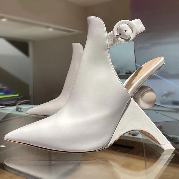 

deat] 2021 pointed toe hollow out buckle pu leather single shoes women cool boots new spring summer fashion tide sg982, Black
