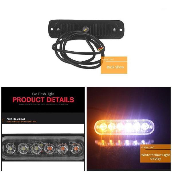 

ultra-slim led 18w lights 12v-24v 6leds car emergency truck side strobe warning light dxy881