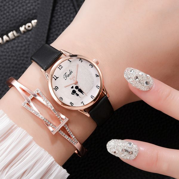 

luxury womens watches bracelet set couples ladies women watch casual leather quartz z wristwatch girl clock relogio feminino fashion design, Slivery;brown