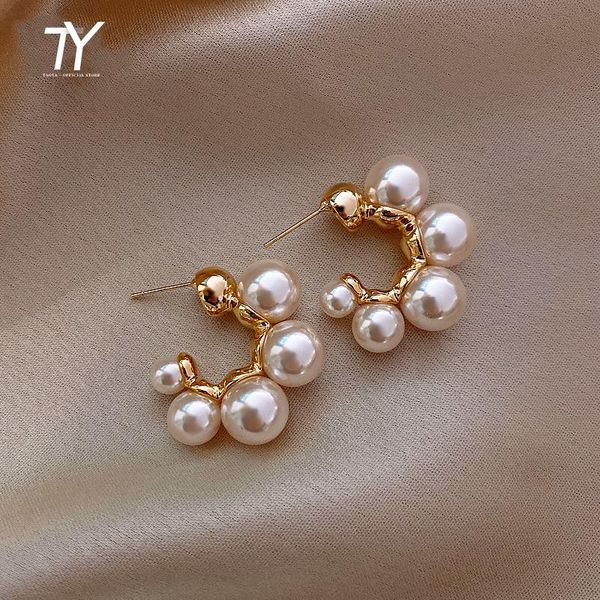 

elegant celebrity metal inlaid pearl earrings for woman fashion jewelry 2020 new luxury wedding party girl's unusual earrings, Silver