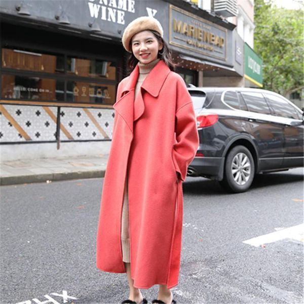 

women's wool & blends vintage autumn spring coat female elegant ladies woolen jacket women manteau femme hiver 2021 korean blend 17861, Black