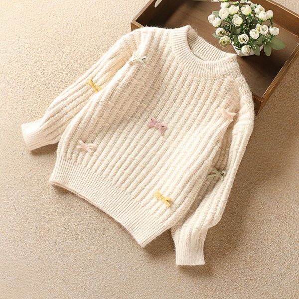 

gold sle foreign women's knitting with thread autumn 2020 sweet bow primary and middle school children's sweater kmjr, Blue