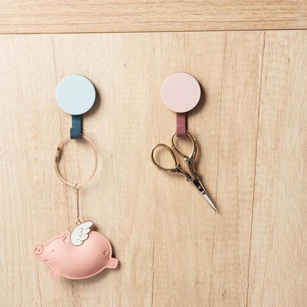 

hooks & rails non marking wall hook decoration cute solid color multifunctional practical household punching hook1