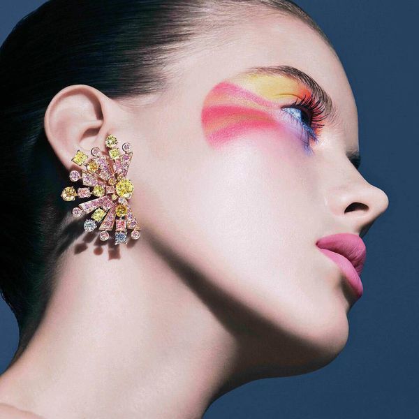

2021 luxury multicolor flowers design full cubic zirconia stud earrings party bridal engagement earrings e-554, Golden;silver