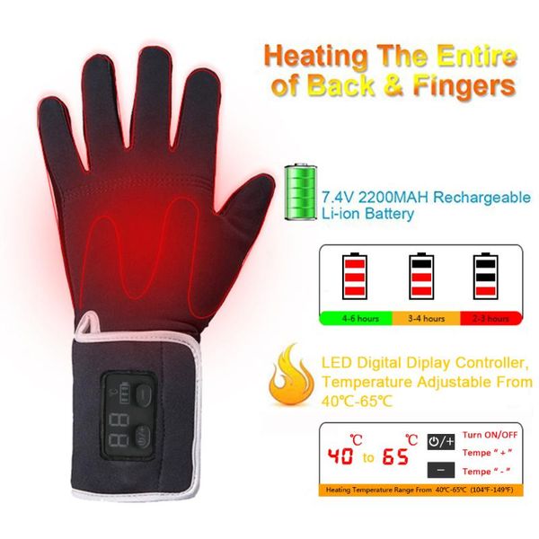 

ski gloves heated for men women electric battery with touch screen skiing