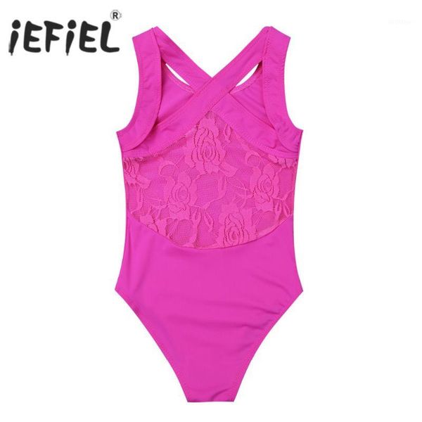 

iefiel kids ballerina tank leotard ballet dancer gymnastics leotard girls bodysuit with lace back ballet tutu dancing costumes1, Black;red