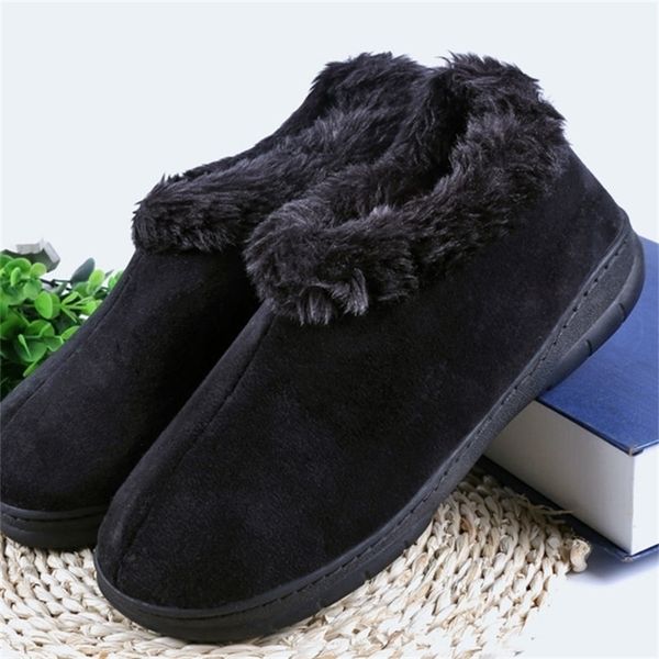 

men winter soft plush male home indoor man warm slippers shoes y200107, Black