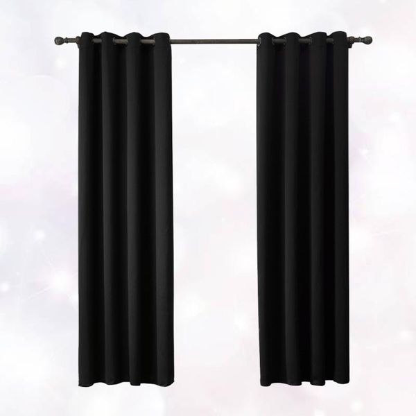

curtain & drapes 1pc shading window plain color polyester for room bedroom black
