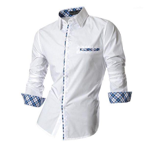 

jeansian men's casual dress shirts fashion desinger stylish long sleeve slim fit z020 white21, White;black
