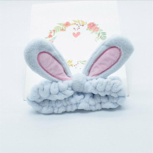 

new 7 colors velvet elastic hair band cotton cute for women girls solid ear bowknot soft wash face cross headband