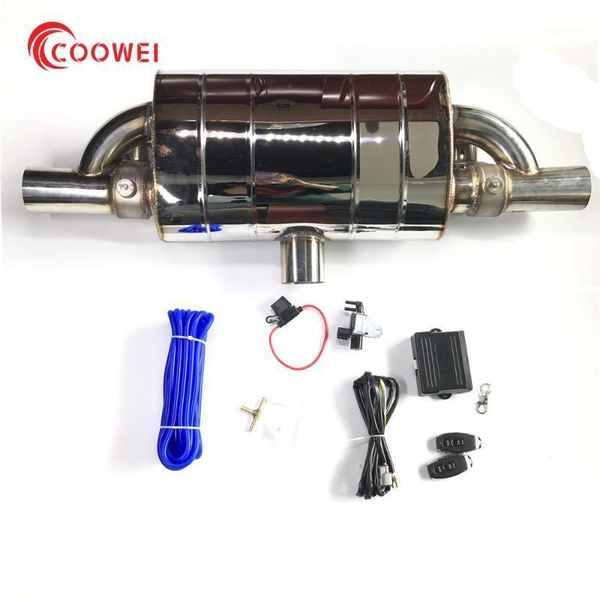 

exhaust remote control t style valve muffller 1 inlet to 2 outlet 2 valve stainless steel universal 51/63/76mm vacuum pump1