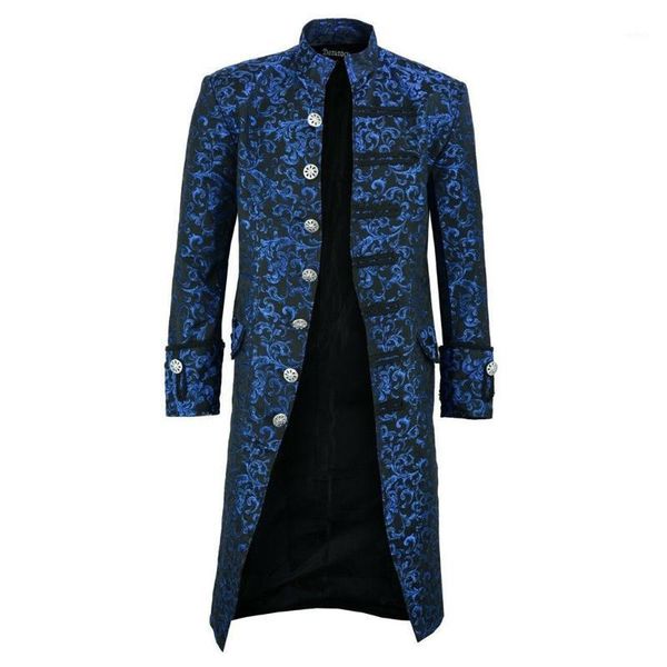 

autumn 2020 blue men button fashion steampunk vintage tailcoat jacket gothic frock uniform coat puls size fashion1, Tan;black