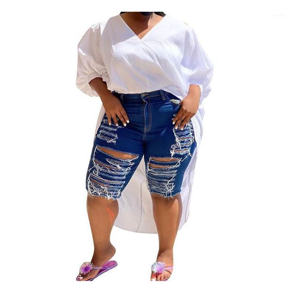 

plus size xl-4x women jeans pants hole trouser1, Blue