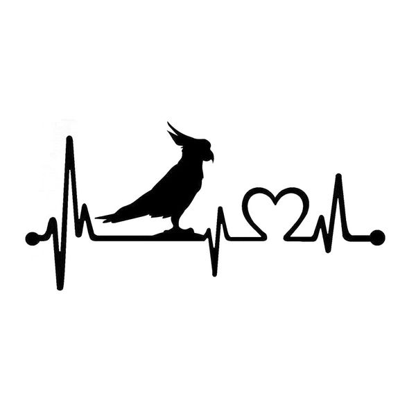 

14cm*6.5cm parrot cockatoo bird heartbeat vinyl black/silver car sticker c22-1087