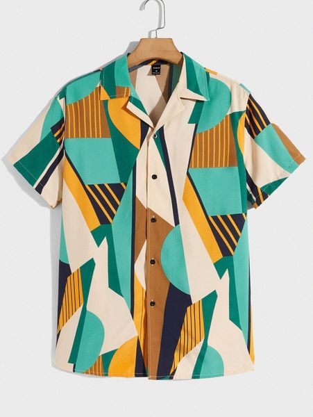 

men geo print shirt f2ly#, White;black